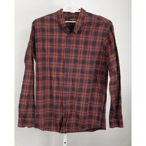 Eddie Bauer Shirt Men Extra Large Tall Gray Red Plaid Flannel Button Down